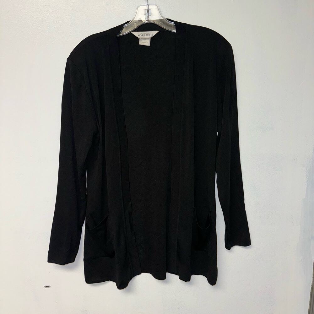 Exclusively Misook Black‎ Cardigan Sweater Women Sz XS Open Front